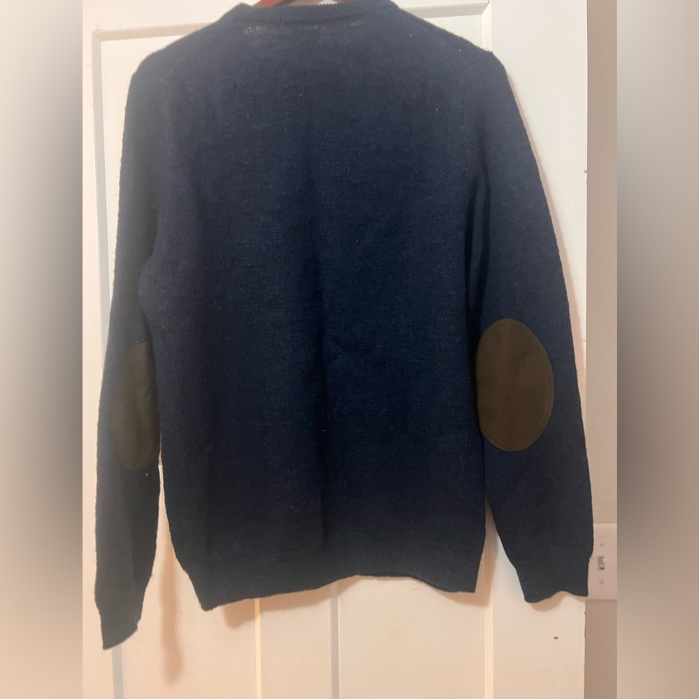 J. Crew Men's Navy Blue Crewneck Sweater Elbow Patches M